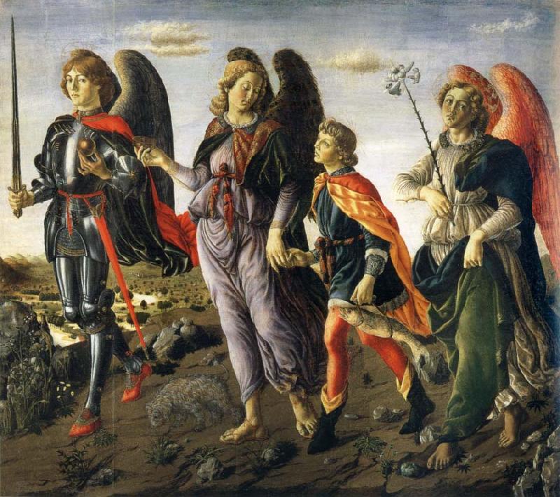 Tobias and the ore angels Michael, Rafael and Gabriel, Francesco Botticini